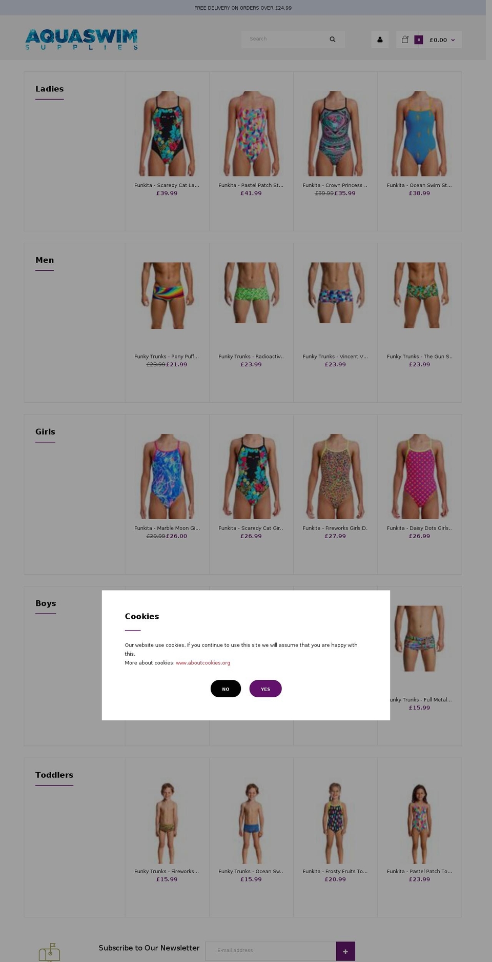 aquaswimsupplies.co.uk shopify website screenshot