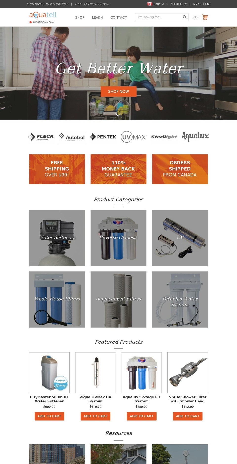 aquatell.ca shopify website screenshot