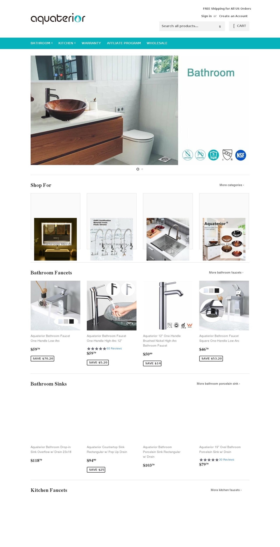aquaterior.com shopify website screenshot