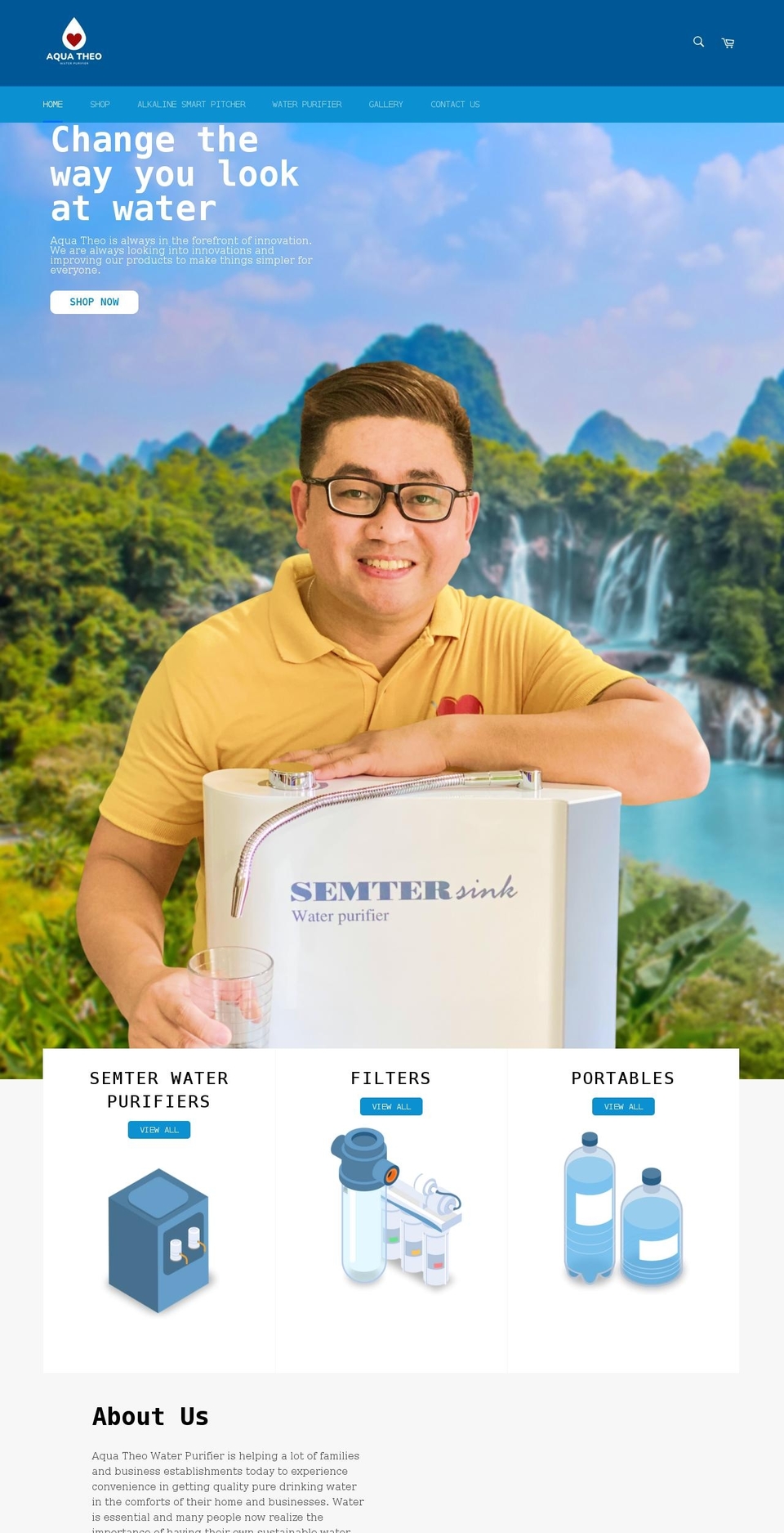 aquatheowater.com shopify website screenshot