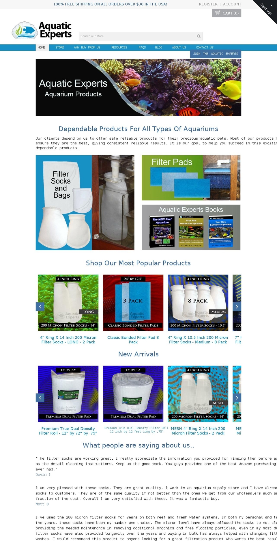 aquaticexperts.com shopify website screenshot