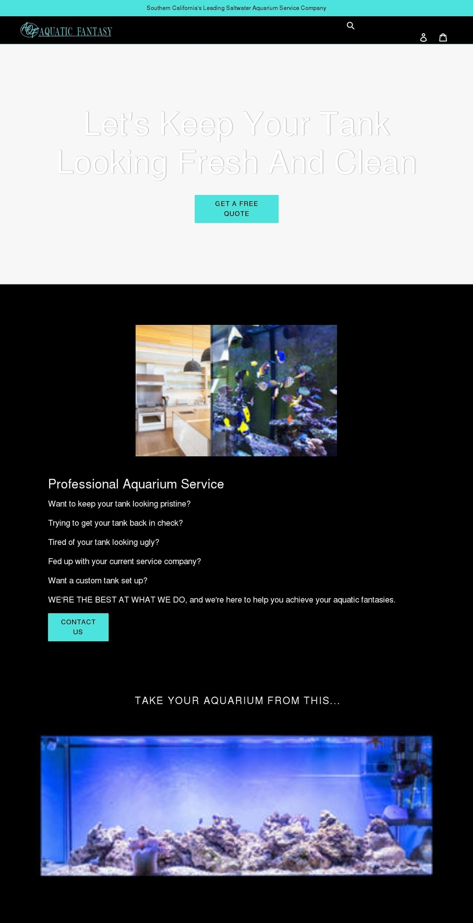 aquaticfantasy.com shopify website screenshot