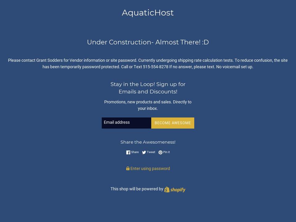 aquatichost.com — Shopify storefront screenshot