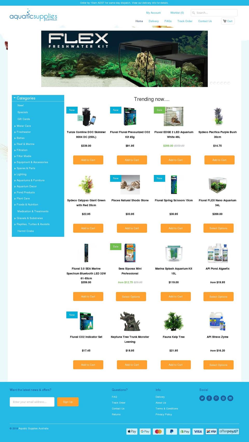 aquaticsuppliesaustralia.com.au shopify website screenshot