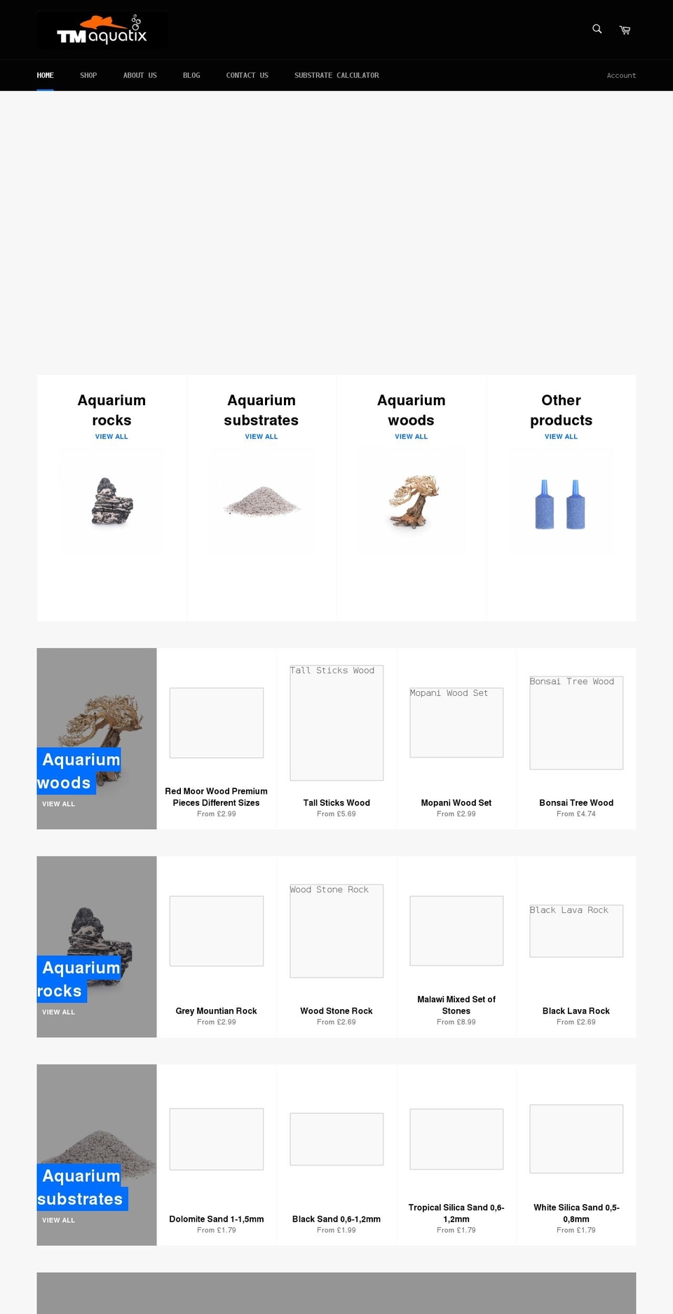 aquatix.co.uk shopify website screenshot