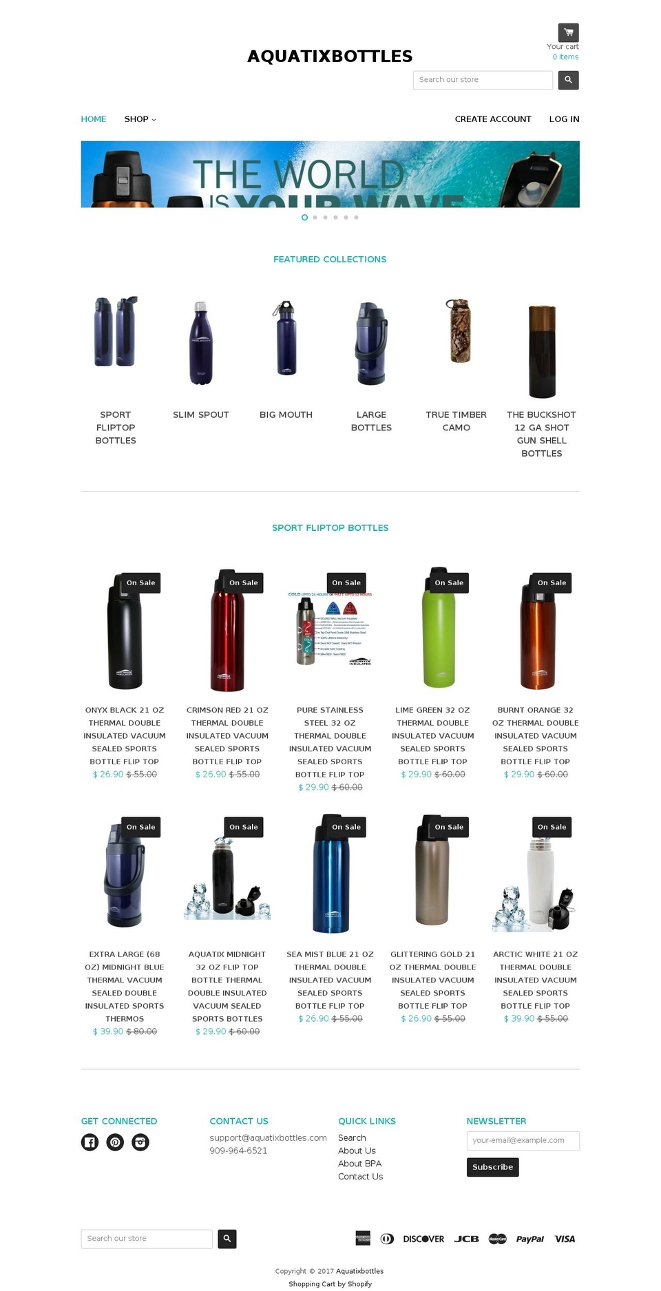 aquatixbottles.com shopify website screenshot