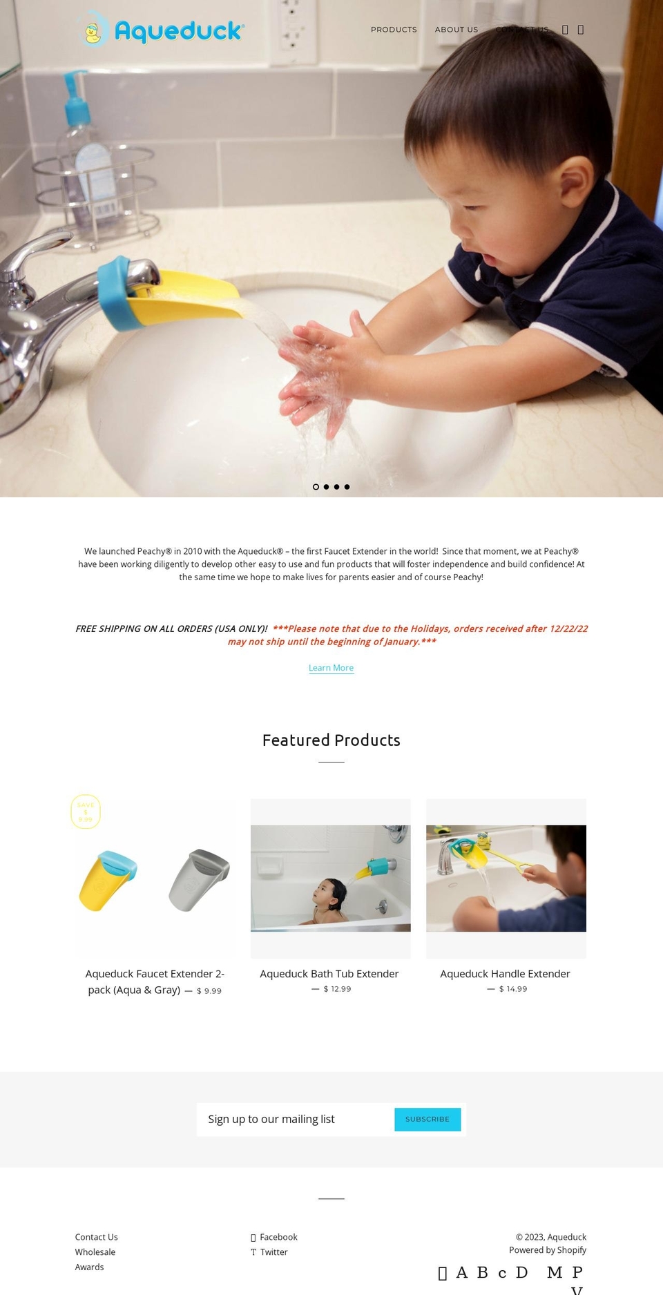 aqueduck.myshopify.com shopify website screenshot