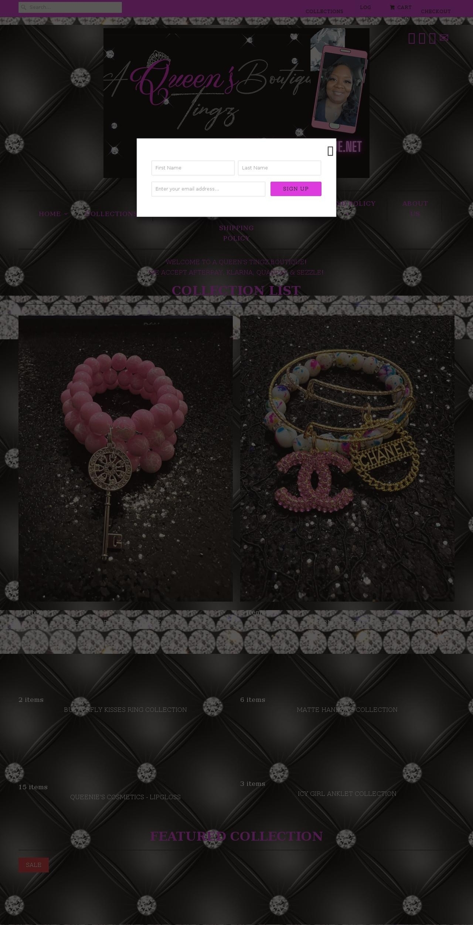aqueensboutique.net shopify website screenshot