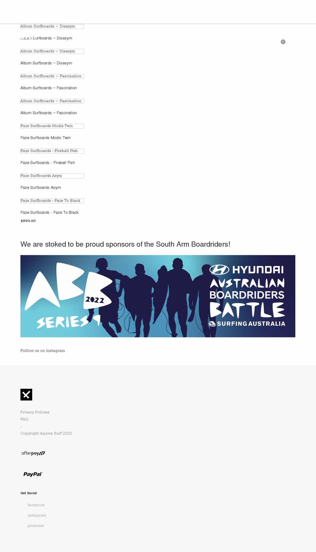 aquivasurf.com.au shopify website screenshot