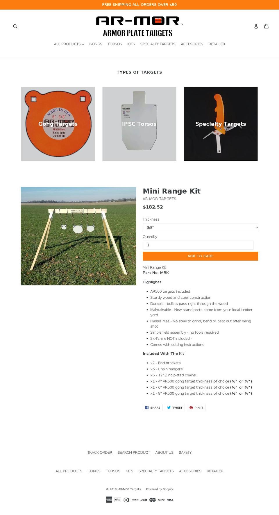 ar-mortargets.com shopify website screenshot