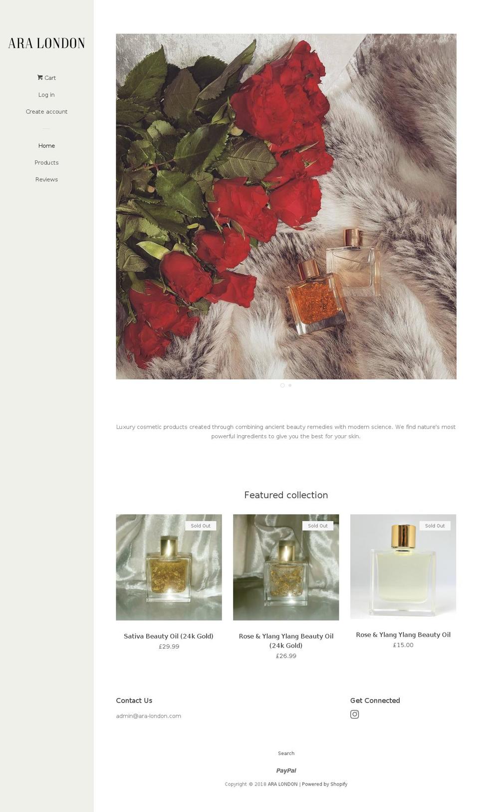 ara-london.com shopify website screenshot