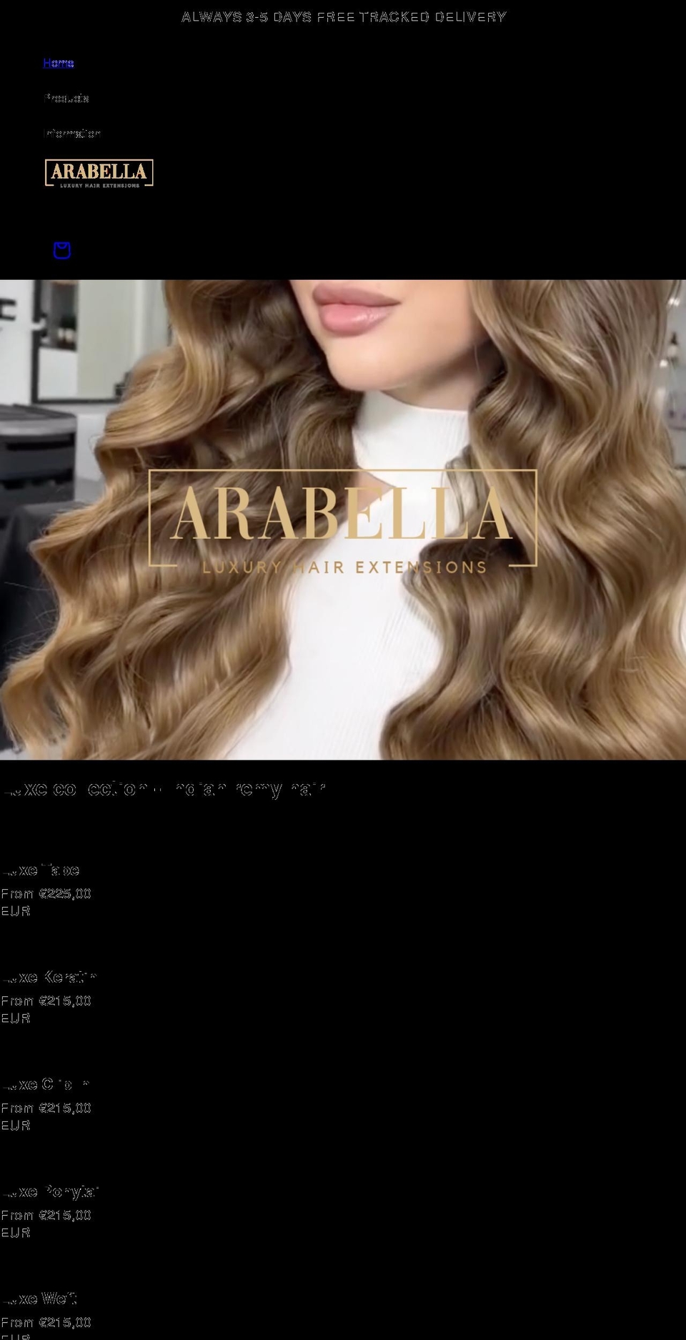 arabella-hair.com shopify website screenshot