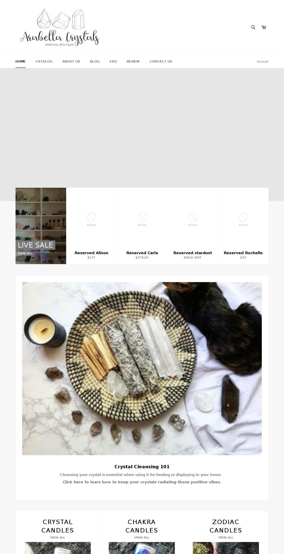 arabellacrystals.com — Shopify storefront screenshot