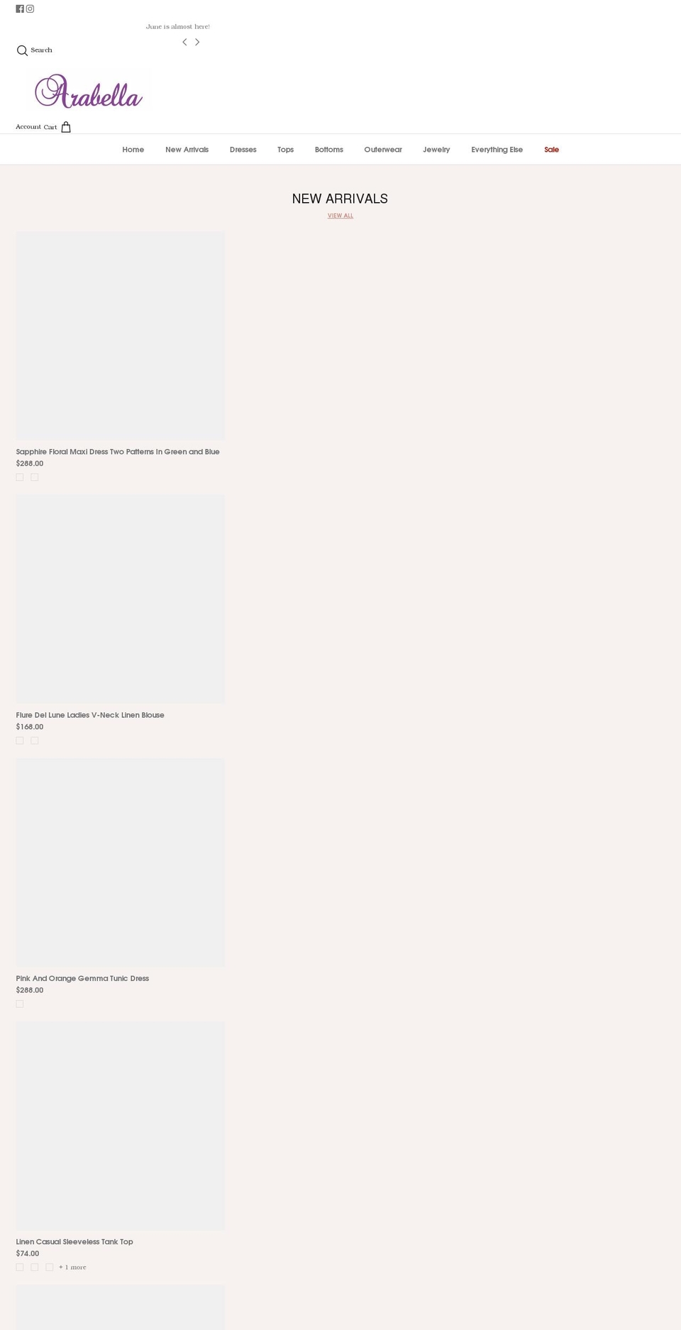 arabellaonmorse.com shopify website screenshot