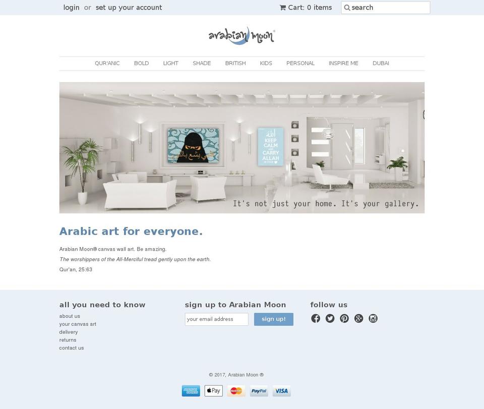 arabianmoon.com shopify website screenshot