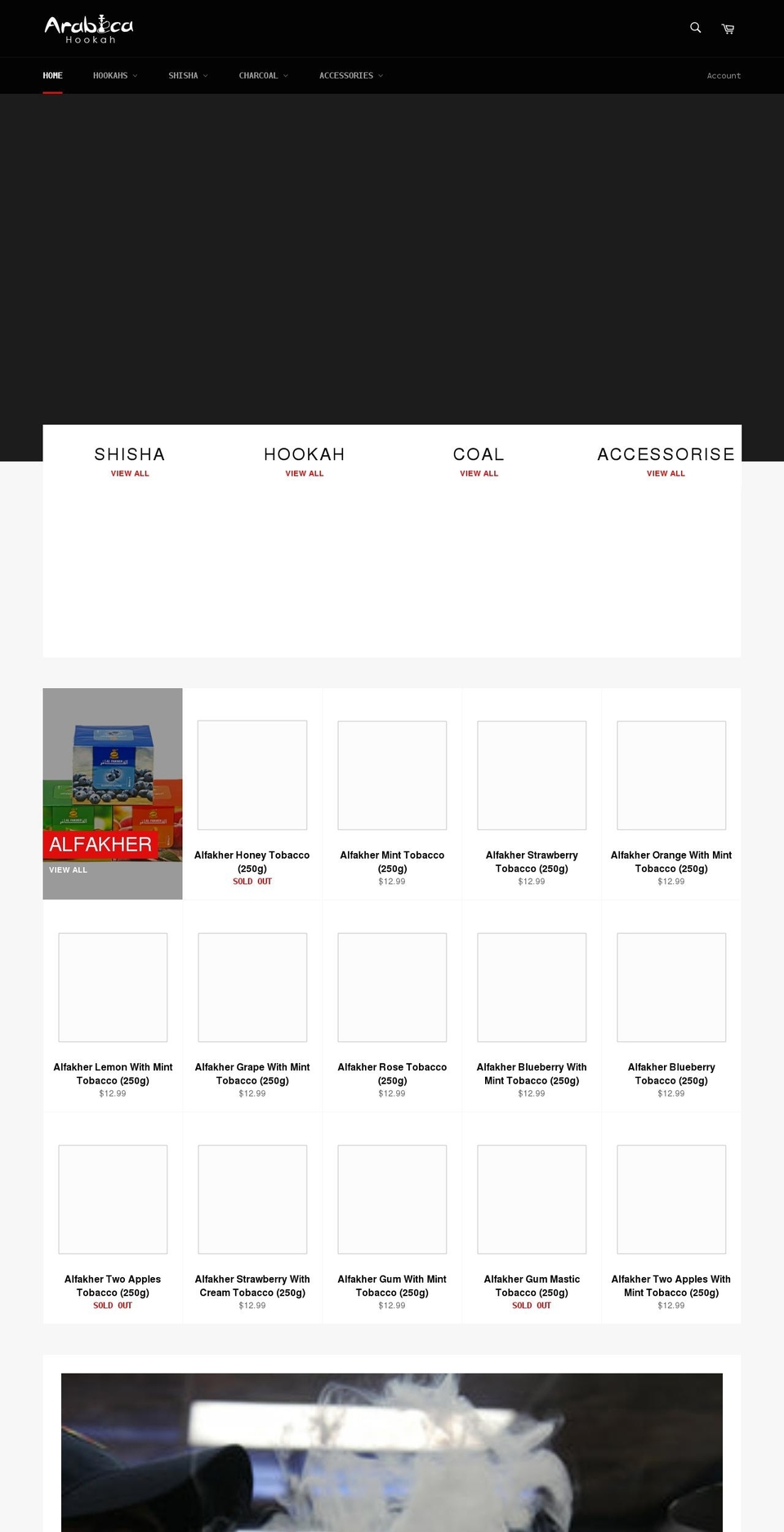arabicahookah.com shopify website screenshot
