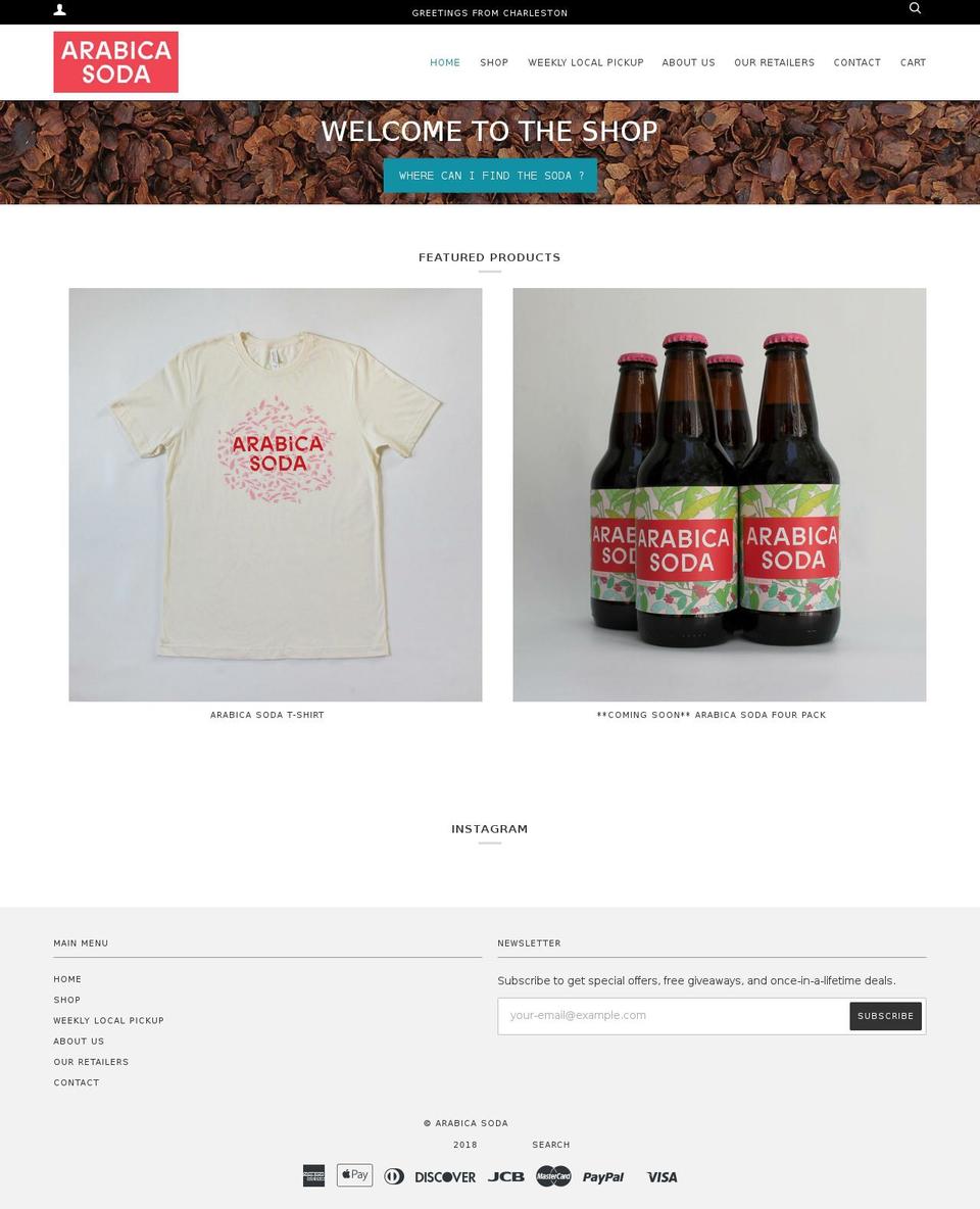 arabicasoda.com — Shopify storefront screenshot