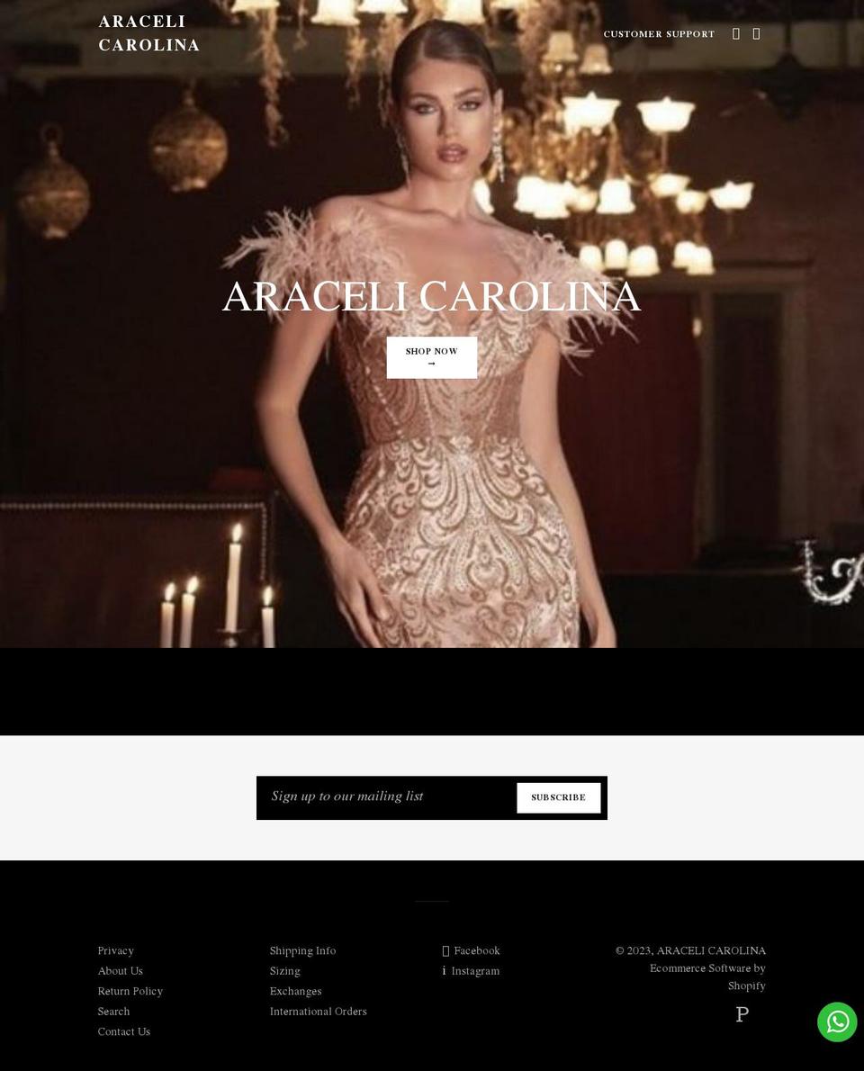 aracelicarolinacompany.com shopify website screenshot