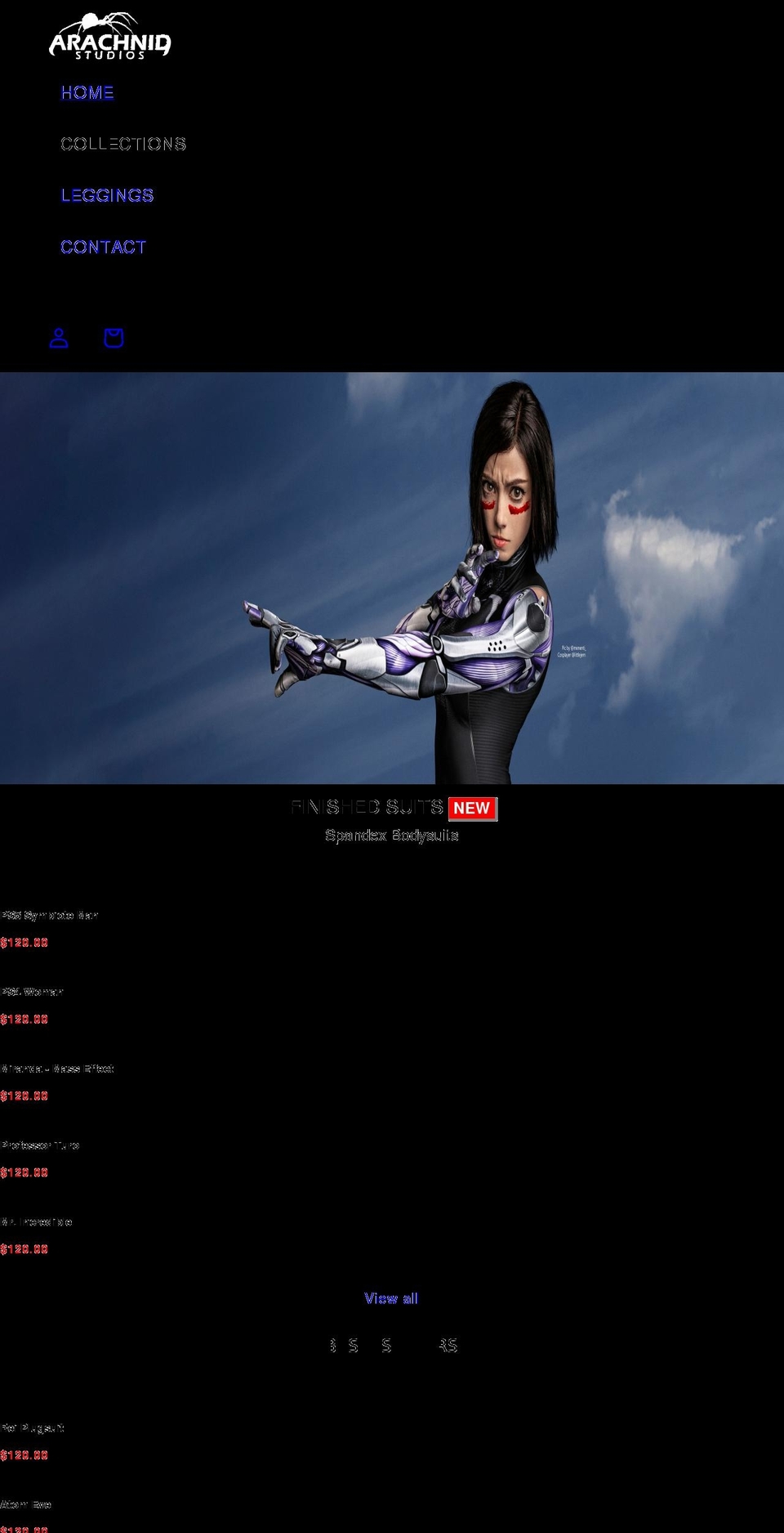 arachnidstudios.ca shopify website screenshot