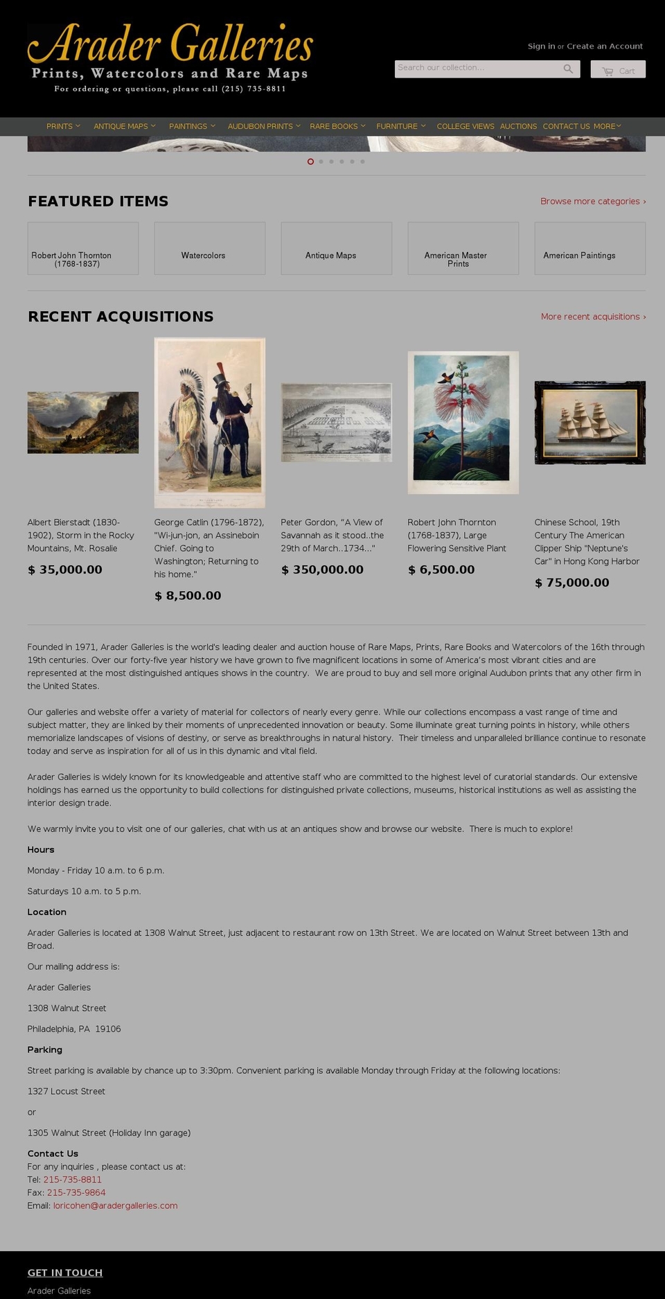 aradergallery.org shopify website screenshot