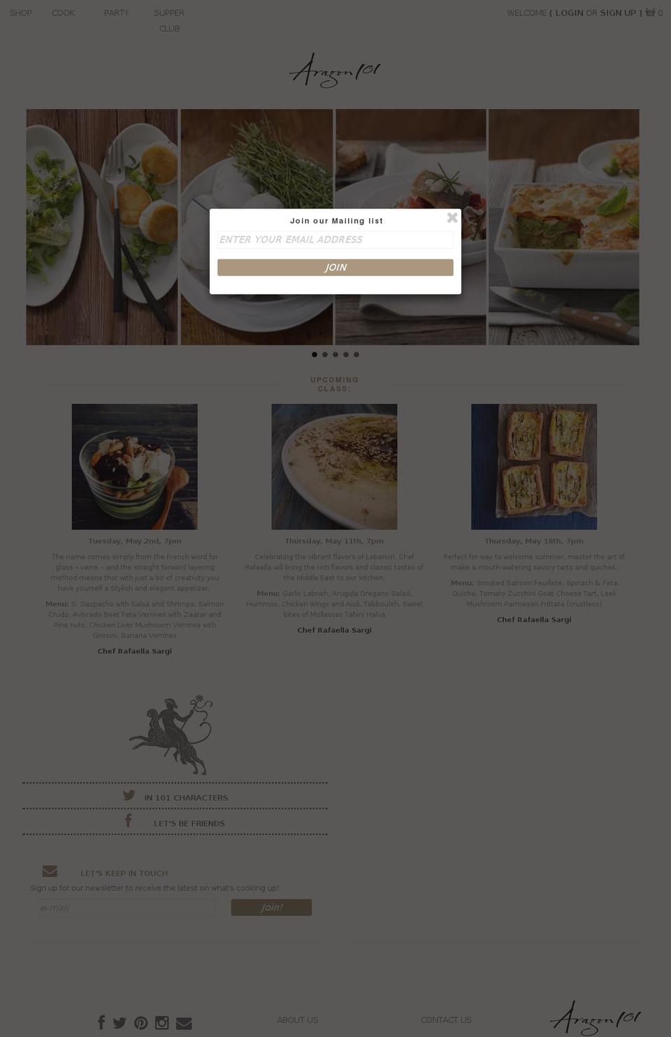 aragon101.com shopify website screenshot