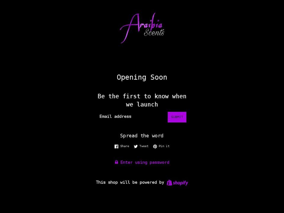 araibiascents.com shopify website screenshot