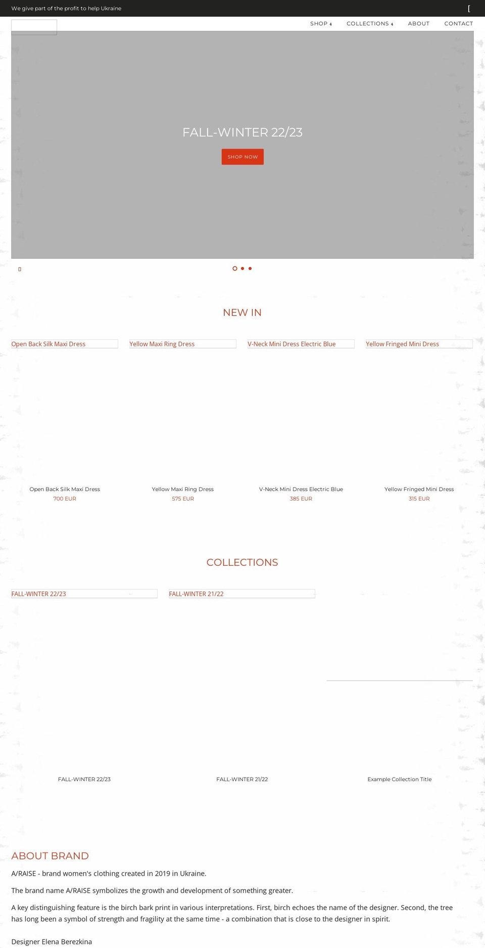 araisebrand.com shopify website screenshot