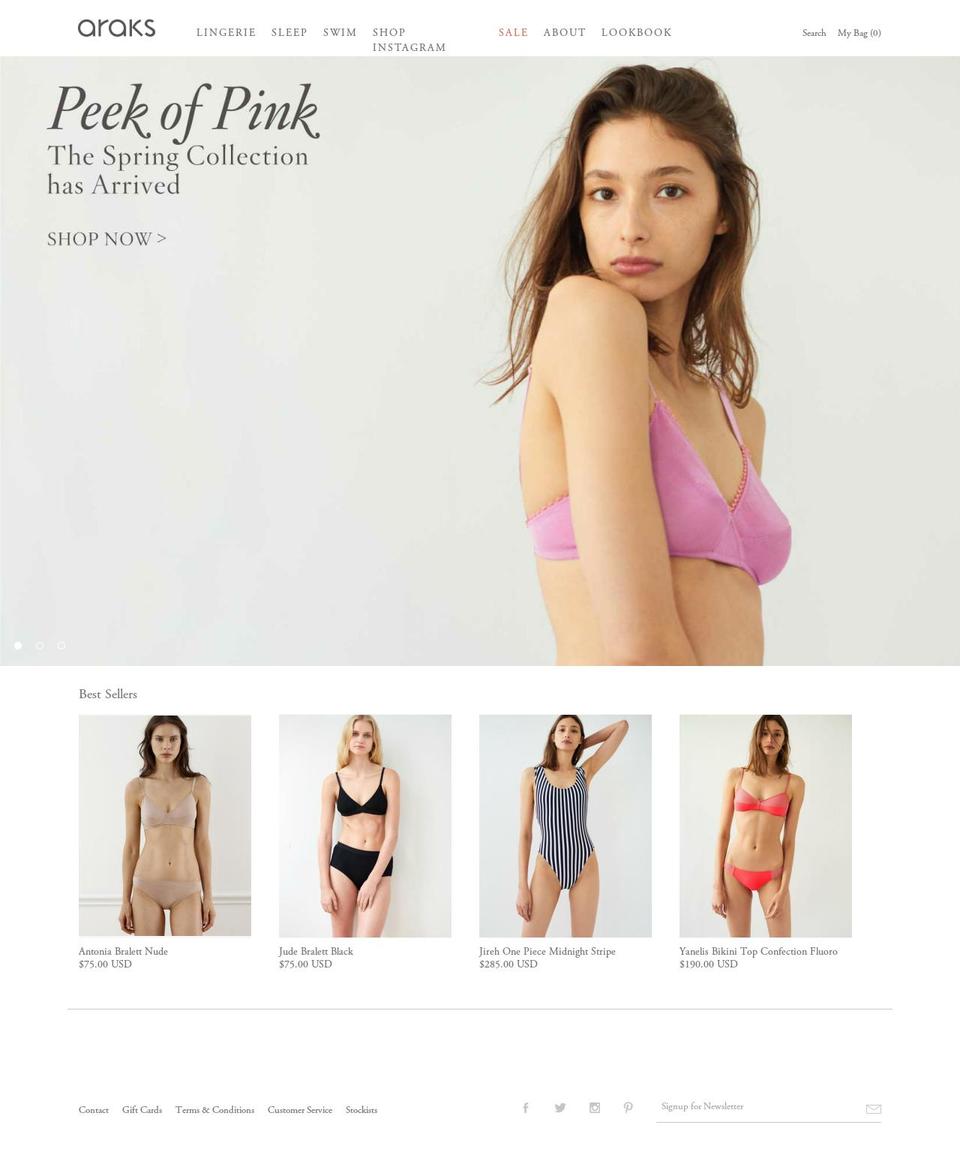 Araks - Product Selection Shopify theme site example araks.com