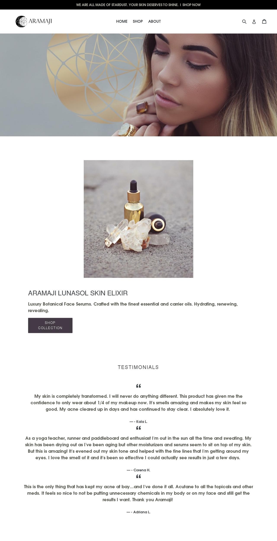 aramaji.org shopify website screenshot