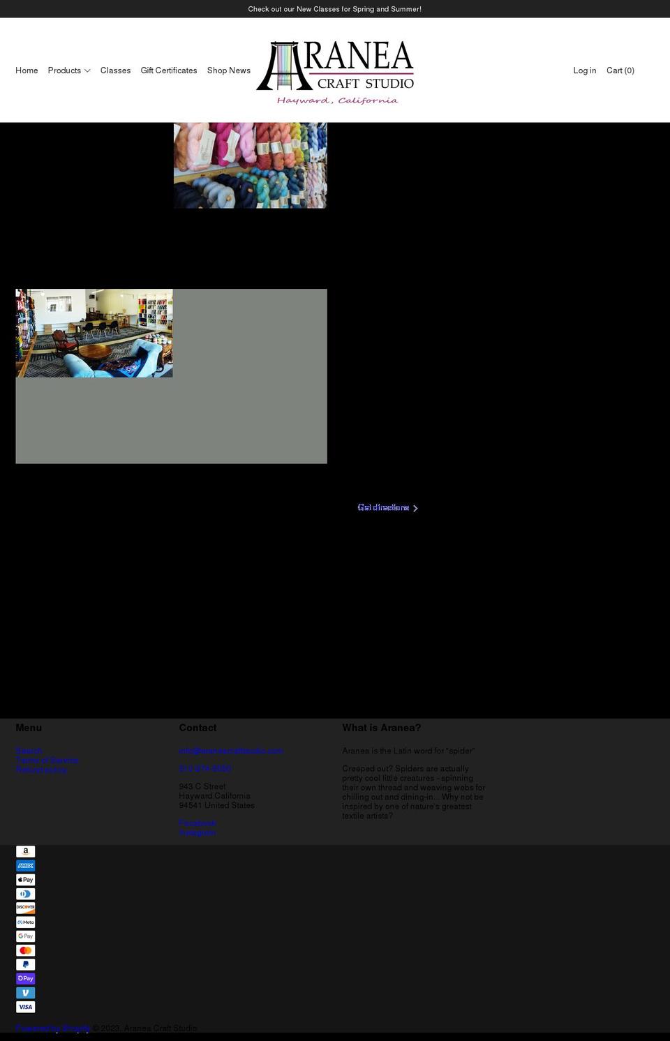 araneacraftstudio.com shopify website screenshot