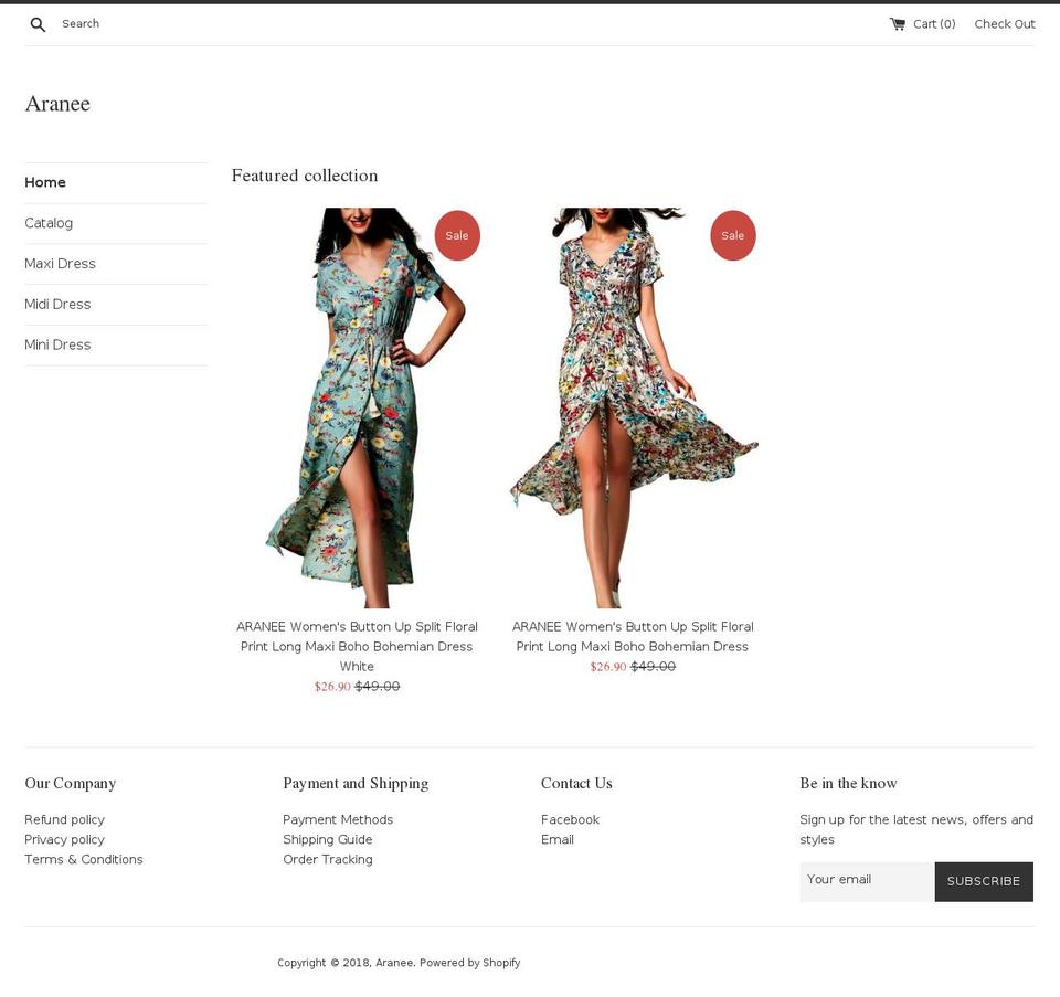 araneeoffcial.com — Shopify storefront screenshot