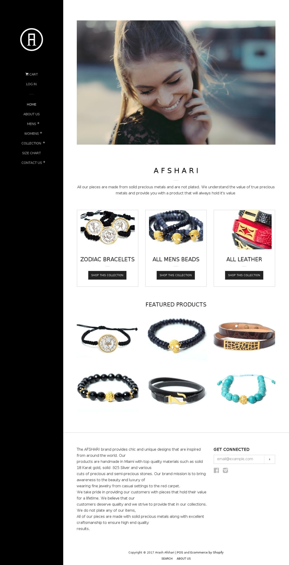 arashafshari.com shopify website screenshot