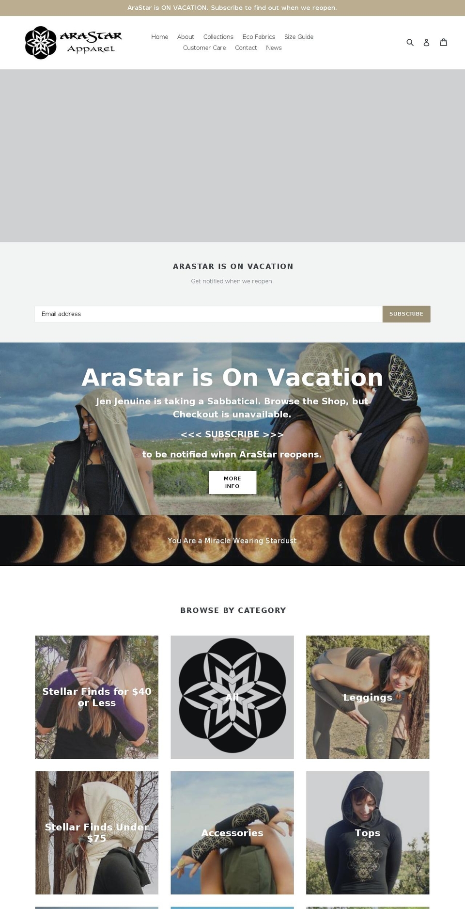 arastarapparel.com — Shopify storefront screenshot