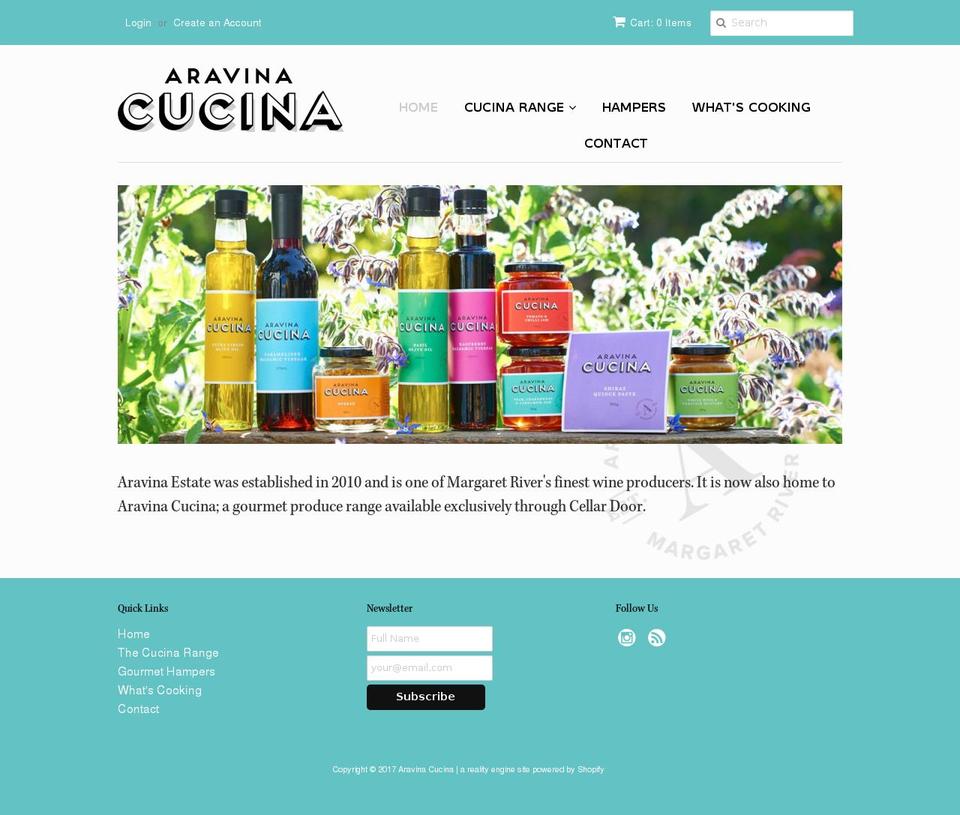 aravinacucina.com shopify website screenshot