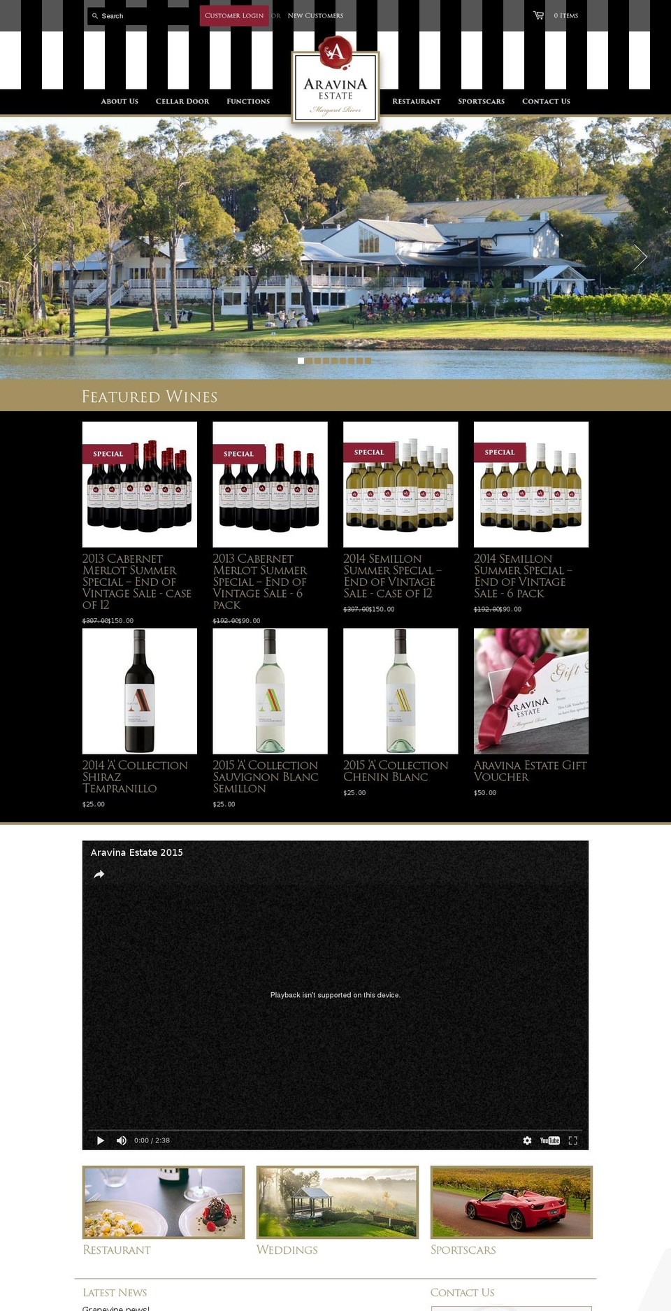 aravinaestate.com shopify website screenshot