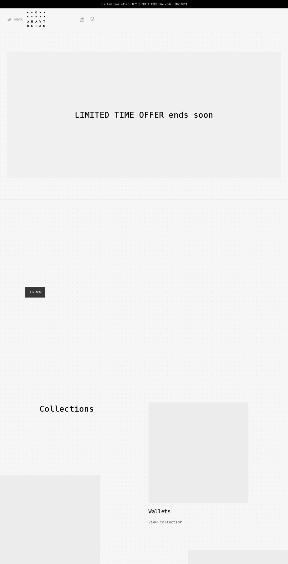 aravtunion.com shopify website screenshot