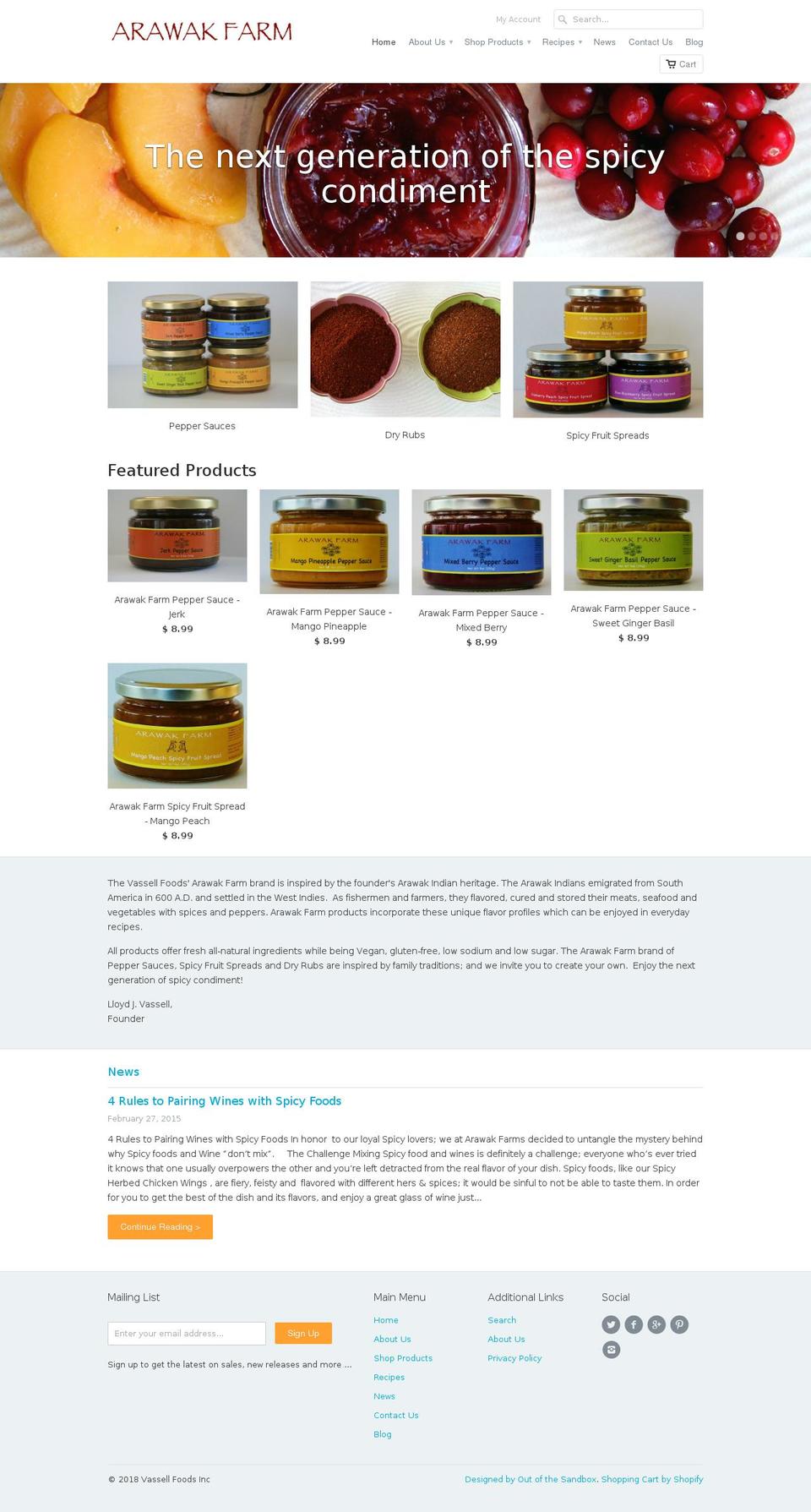 arawakfarm.com — Shopify storefront screenshot