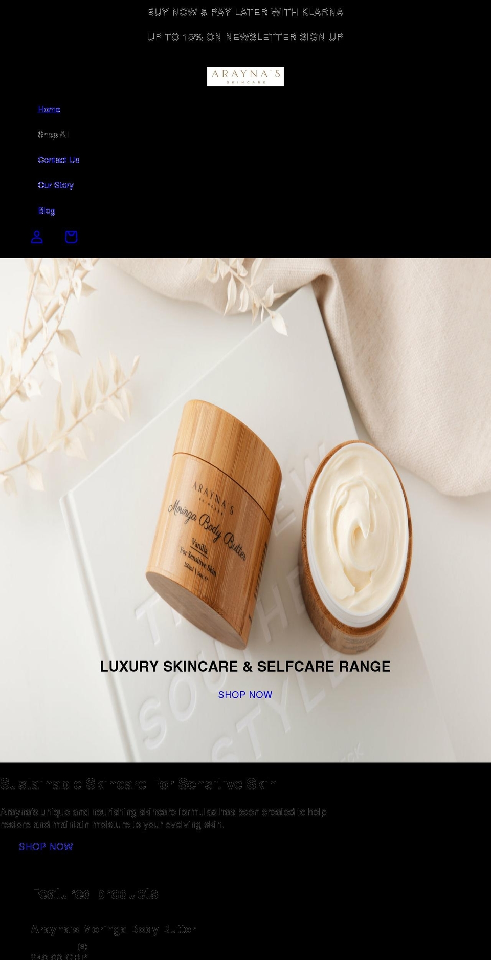 araynas.com shopify website screenshot