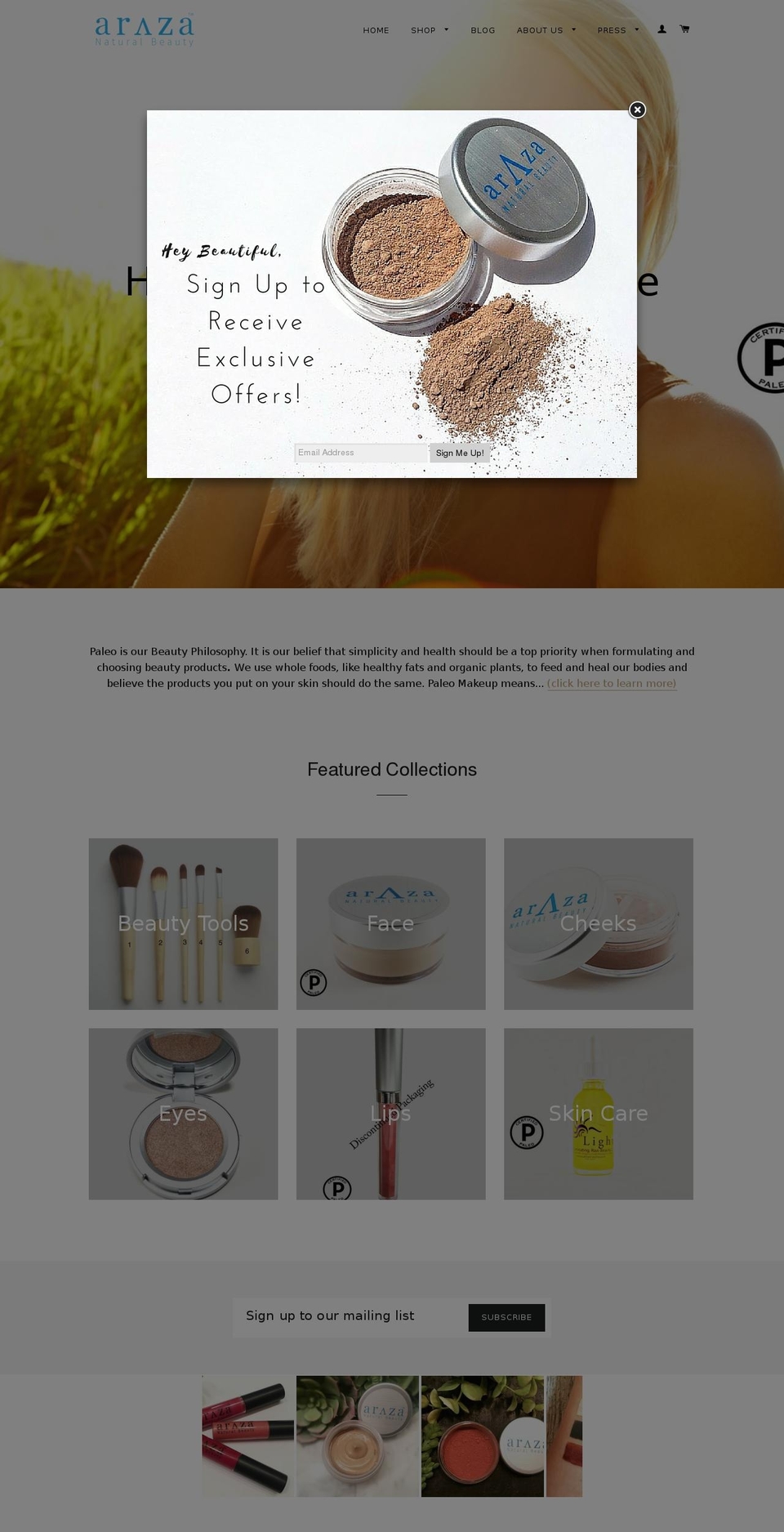 arazabeauty.com shopify website screenshot