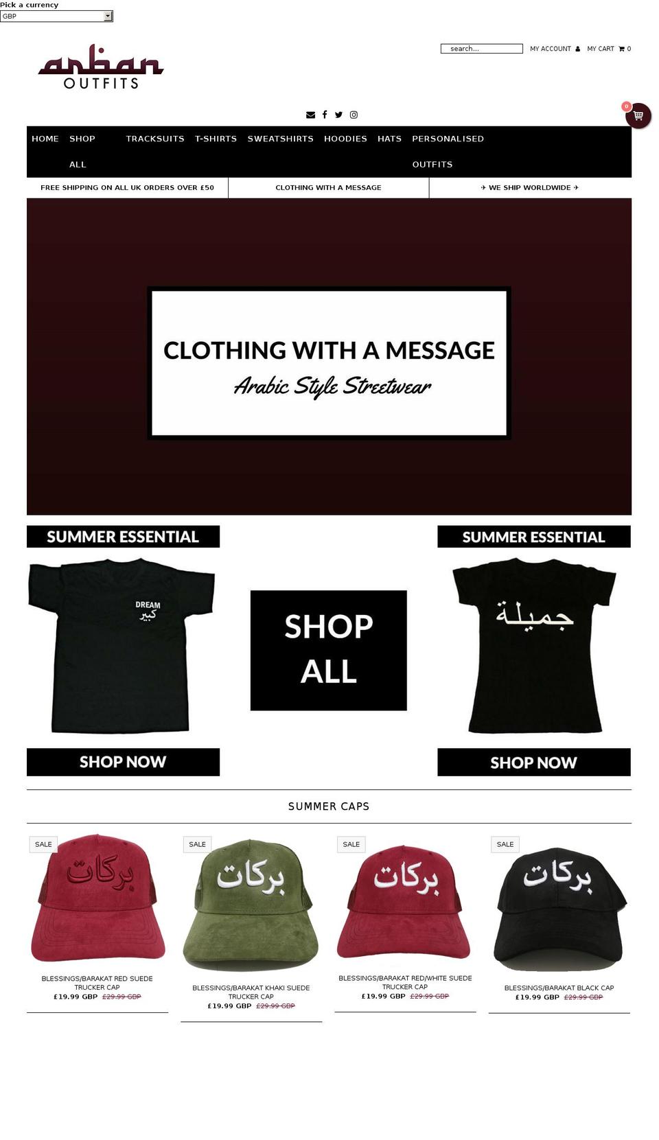 arbanoutfits.com shopify website screenshot