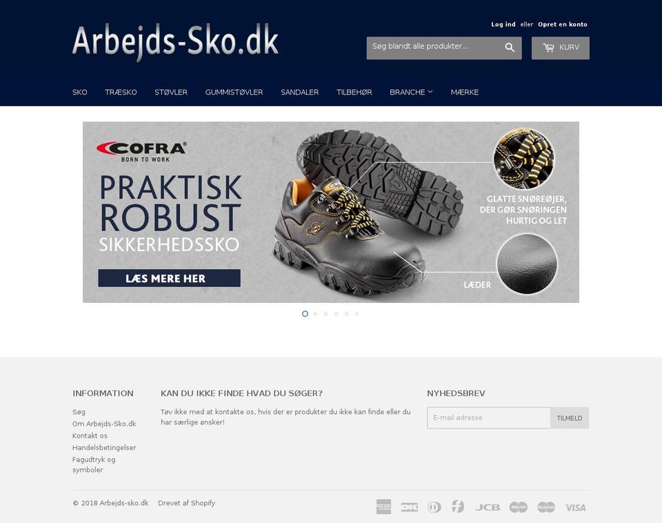 arbejds-sko.dk shopify website screenshot