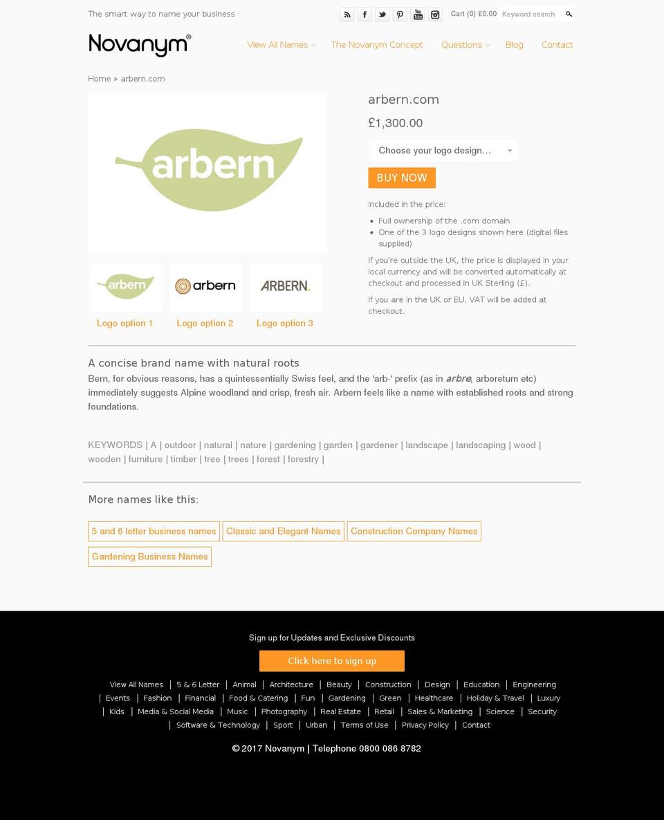 arbern.com shopify website screenshot