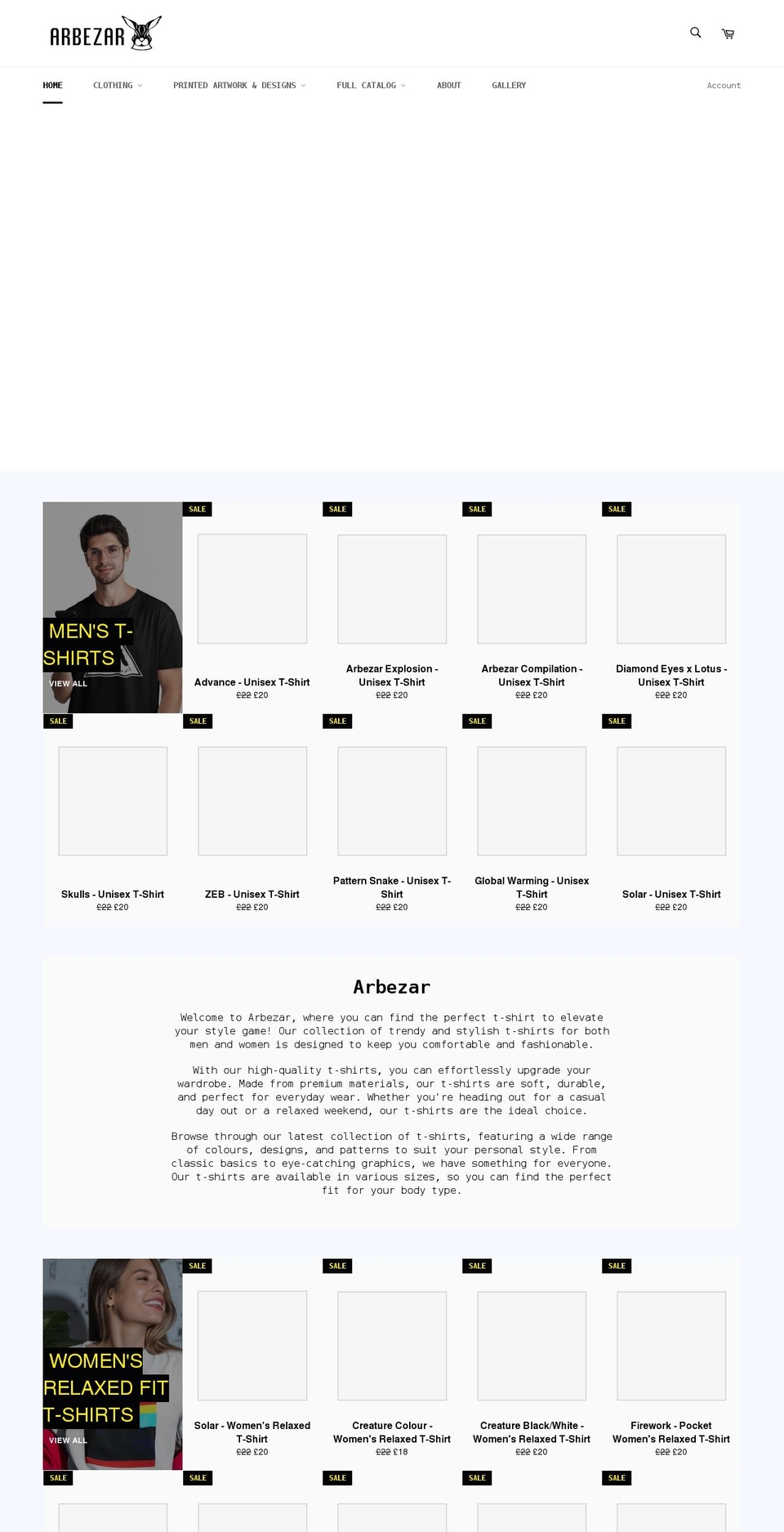 arbezar.com shopify website screenshot