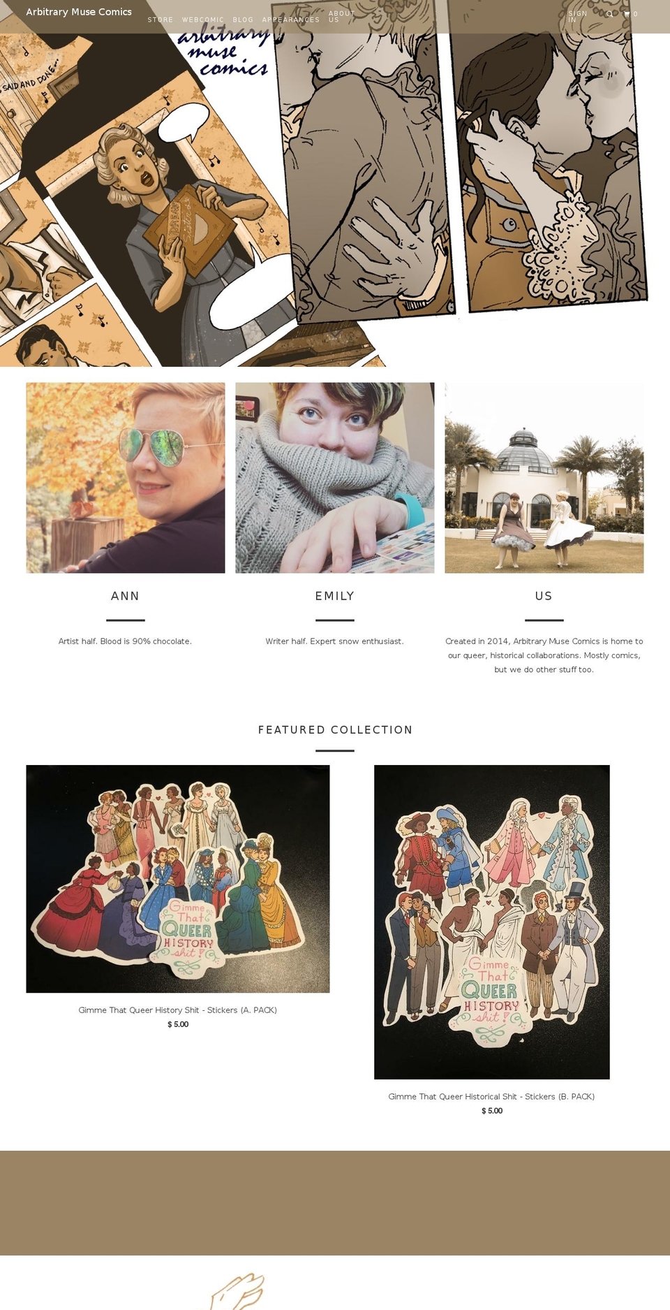arbitrarymuse.com — Shopify storefront screenshot