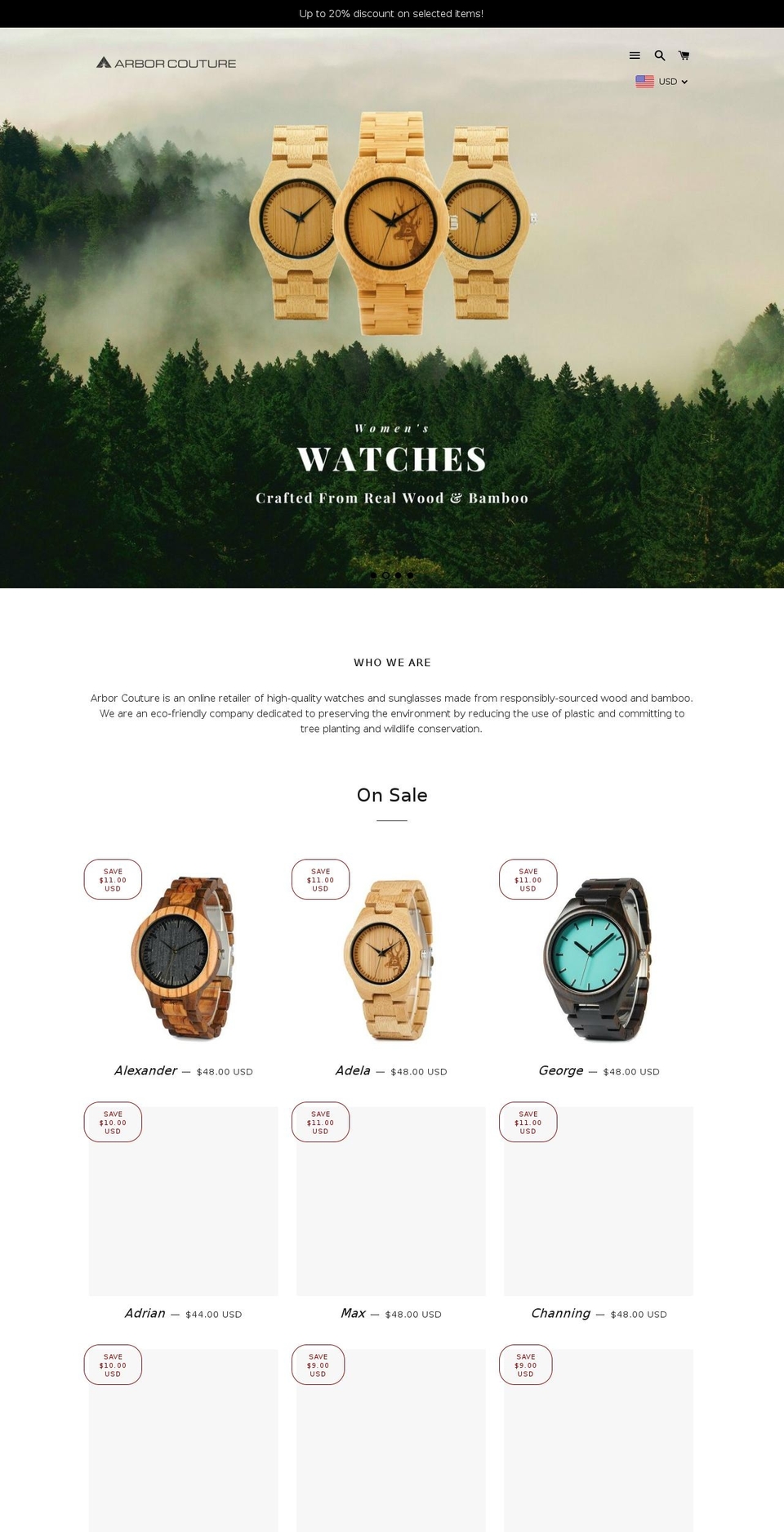 arborcouture.com — Shopify storefront screenshot