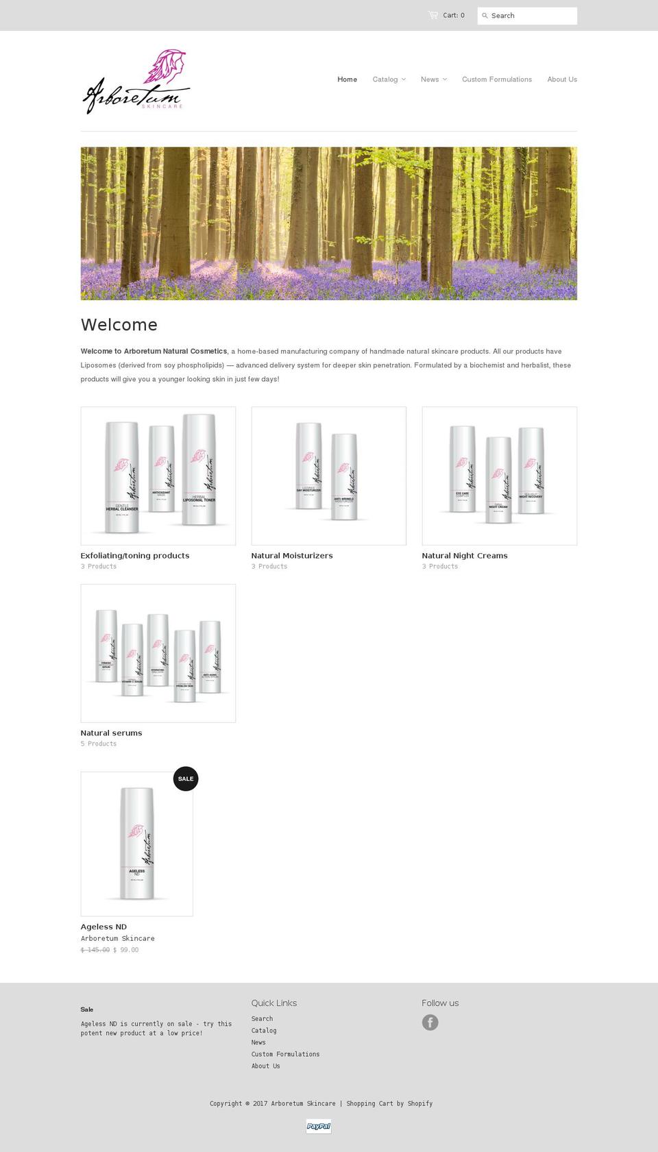 arboretum-skincare.com shopify website screenshot