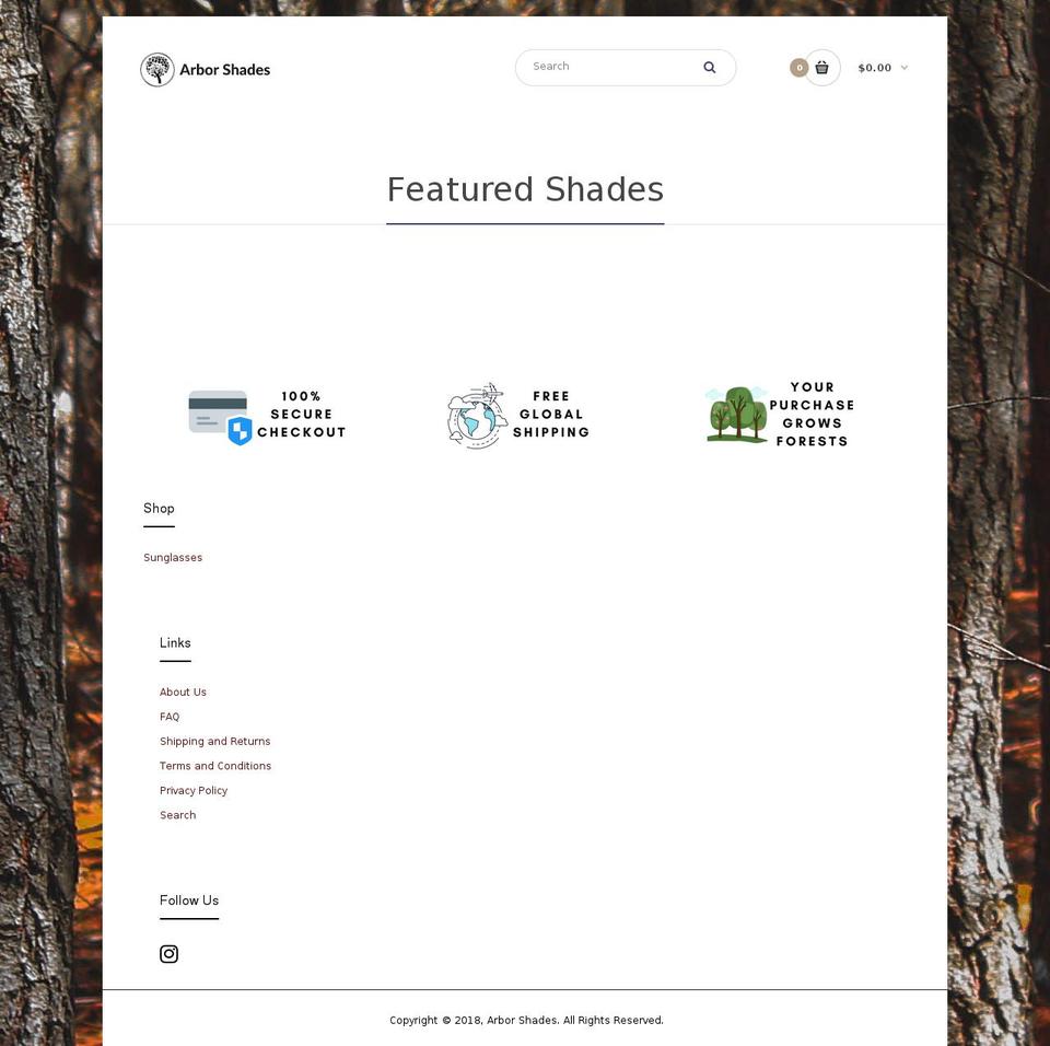 arborshades.com — Shopify storefront screenshot