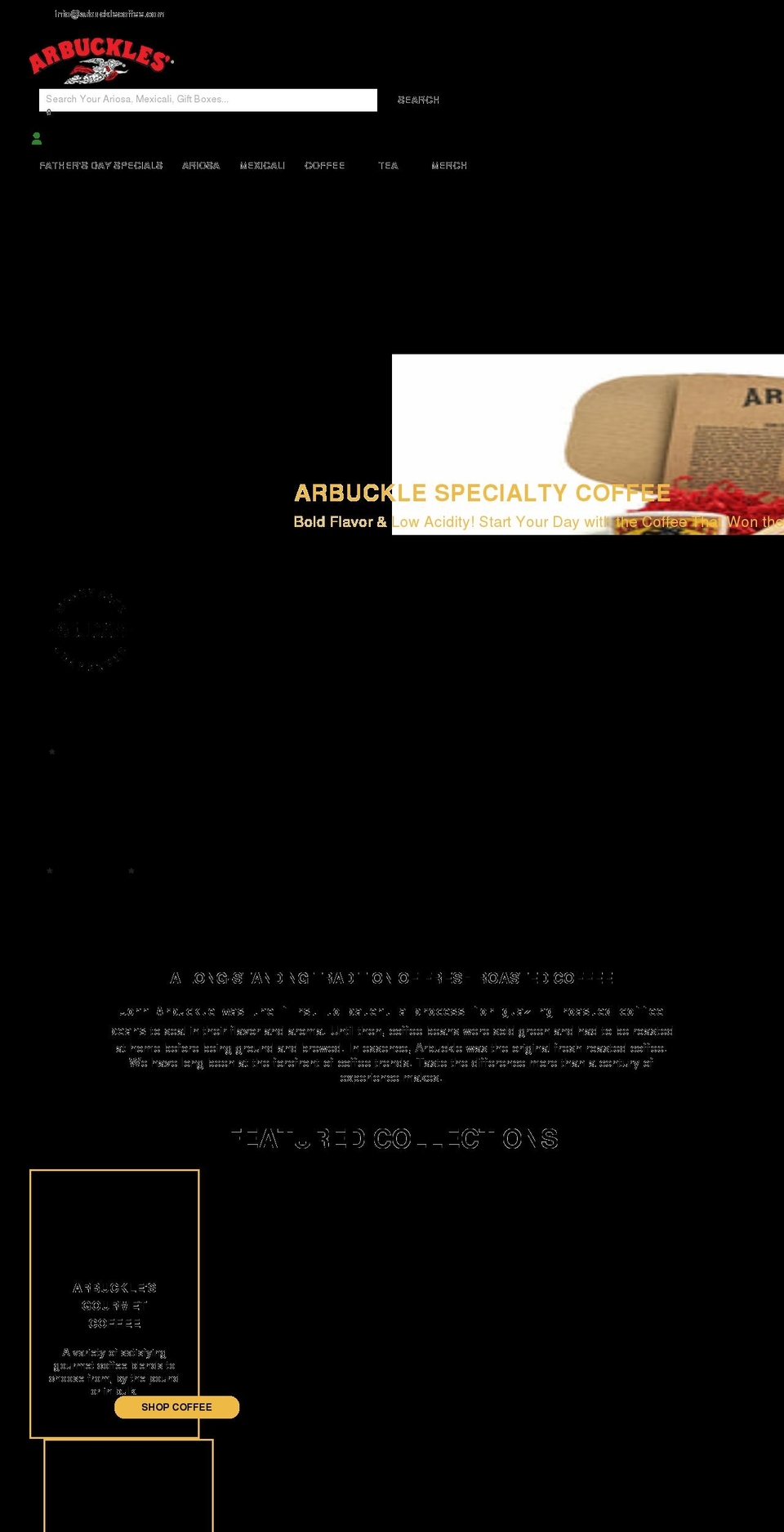 arbuckle-coffee.myshopify.com shopify website screenshot