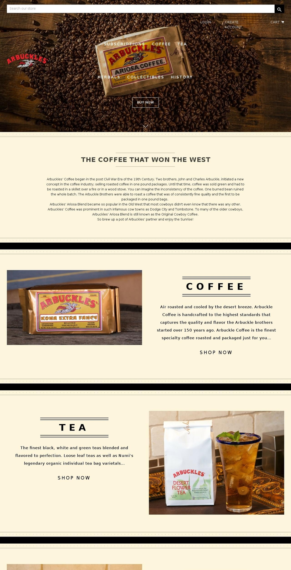 arbucklescoffee.org shopify website screenshot