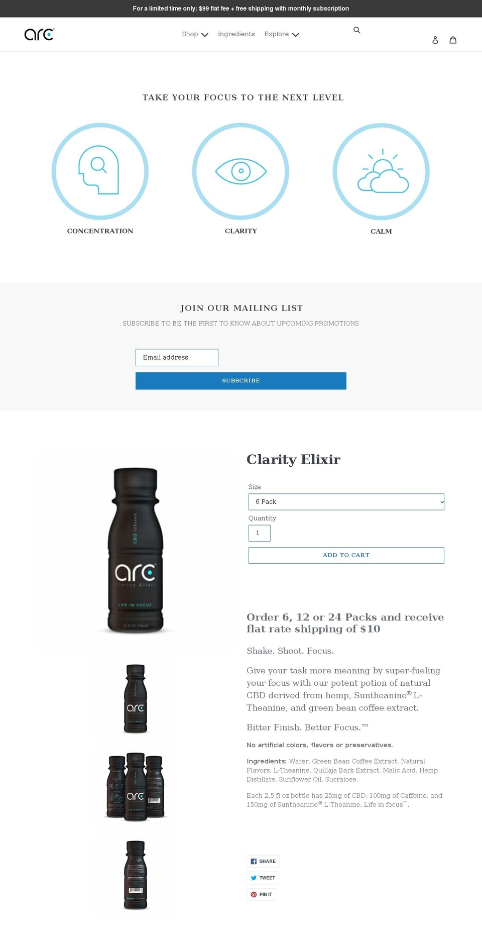 arc-focus.com shopify website screenshot